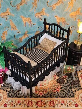 Dollhouse Miniature Crib 1:12 Scale Artist Vintage